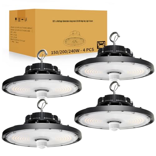 UFO Led High Bay Light with Motion Sensor, 240W, High Bay LED Shop Light, 36000LM 0-10V Dimmable, Hanging Hook,UL Listed Motion Sensor Light for Warehouse Factory Barn Shop - size: 240W