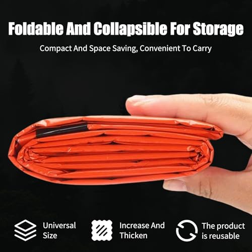 Emergency Sleeping Bag Survival Bag, Portable Waterproof Thermal Bivy Sacks,Bivvy Bags,Camping Mylar Sleeping Bag Survival Gear Emergency Blankets Survival Shelter - color: 2 Pack - Orange + Green