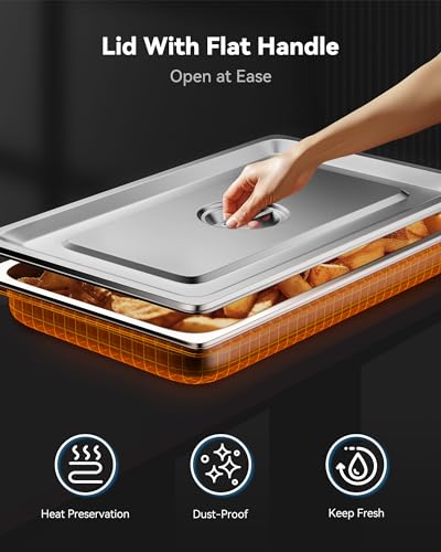 ZeroPone Hotel Pans with Lids, 4 Pack Full Size, 2.5" Deep - color: 2.5" Deep 4 Pack, size: 1/1 Size