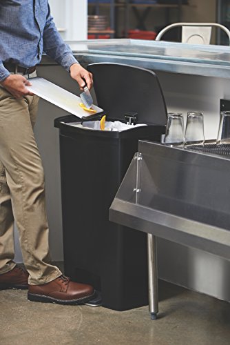 Rubbermaid Commercial Products Streamline Slim Step-On Plastic Trash Garbage Can, 18 Gallon, Black, Wastebasket for Home/Kitchen/Hospital/Healthcare Facility - color: Black, size: 18 Gallon, style: Plastic Front Step Step-On