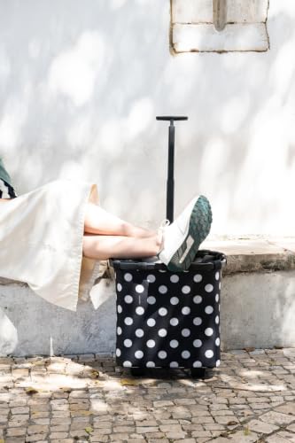 reisenthel carrycruiser dots White - Portable Shopping Trolley with Sturdy Aluminum Frame, Shoulder Strap and Removable mesh Inner Bag -Water-Repellent - color: Dots White