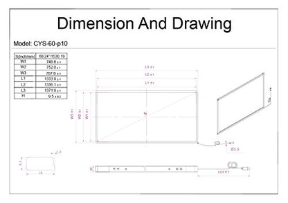 Chengying 60 inch 10 Point Multi-Touch Infrared Touch Screen Overlay - size: 60 inch