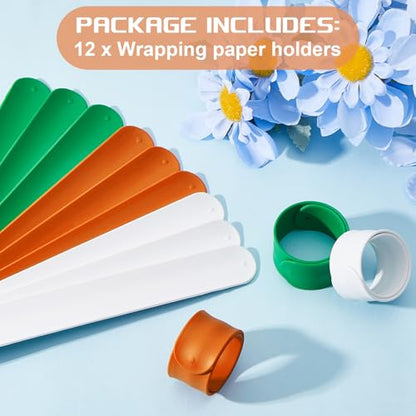 Charniol 12 Pieces Gift Wrapping Paper Roll Holder, Green, Orange, White - color: Green, Orange, White