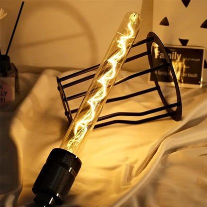 Leools Vintage LED Spiral Filament Bulb T10,11.8inch Long Tubular Dimmable Edison Light Bulbs,E26 Medium Base,Amber Glass,Warm White,2200K,400LM(40W Equivalent),T30 Led Tube Bulb,Pack of 4. - style: 11.8in(300mm)