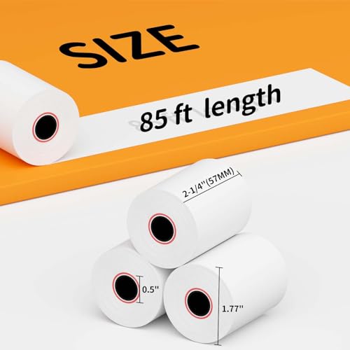 2 1/4''x 85' Thermal Receipt Paper Rolls, POS Cash Register Paper Roll (5 Rolls) - size: 2 1/4" x 85"