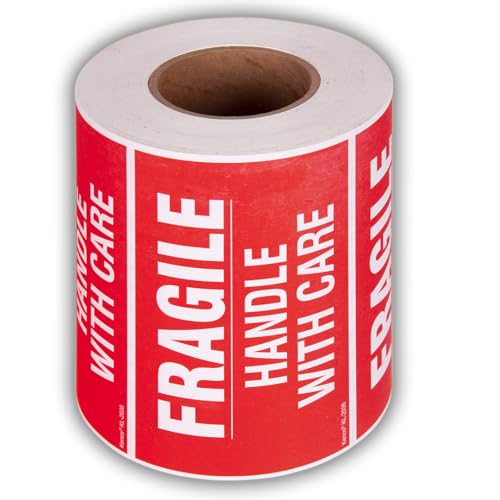 Kenco 3" X 5" Fragile Handle with Care Warning Stickers for Shipping and Packing- 500 Permanent Adhesive Labels Per Roll (10 Pack) - size: 10 PACK