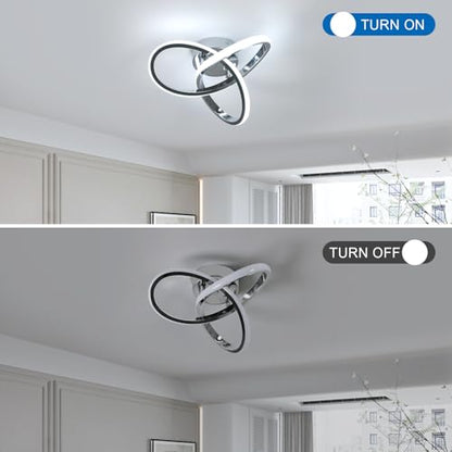 DELIPOP Modern Ceiling Light, 6500K Cool White Led Ceiling Light Fixture, Metal Curved Design Ceiling Lamp for Bedroom Hallway Bathroom Entryway Balcony Stair - color: Silver-6500K