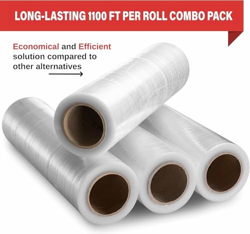 Simply Cool 4 Pack Stretch Wrap 18 Inch 80 Gauge Shrink Wrap - color: Clear, size: 4 Pack