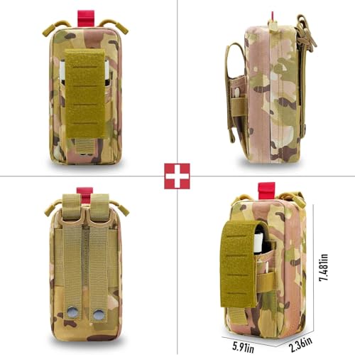 Tactical Ifak Trauma Kit Emergency First Aid Stop The Bleed Ifak Refill, Ifak Med Kit Trauma Refill Military Medical Supplies Kit Pack for Duty Belt - color: GREEN
