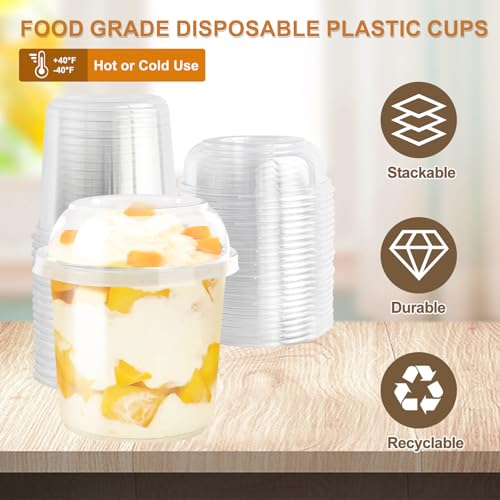 Disposable Food Containers With Lids And Spoons 50 Pack 24oz Parfait Dessert Fruit Salad Cups Take Out Meal Prep Salad Bowls For Lunch, To-Go Party Containers Food Storage Containers With Lids (24oz) - size: 24oz
