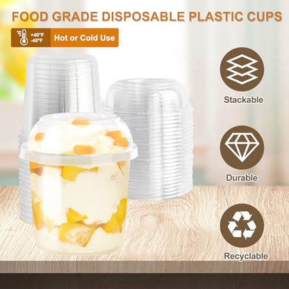 Disposable Food Containers With Lids And Spoons 50 Pack 24oz Parfait Dessert Fruit Salad Cups Take Out Meal Prep Salad Bowls For Lunch, To-Go Party Containers Food Storage Containers With Lids (24oz) - size: 24oz