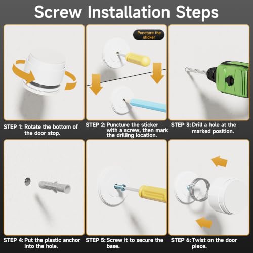 Door Stoppers for Wall with Adhesive, Aluminum, 1.38"x0.94", White - color: White