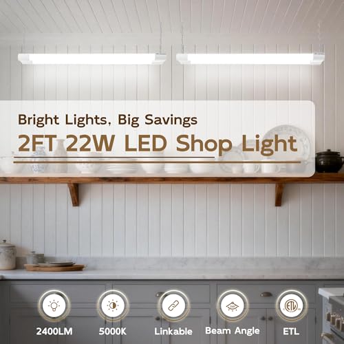 hykolity LED Shop Light, 2FT 22W [200W Equivalent],2400LM,2 Pack - color: White, size: 2FT-2pack