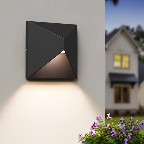 QQCherry Outdoor Light Fixture Wall Mount, 8W LED Exterior Lighting fixtures for Outside, Modern Front Porch Lights, Waterproof Black Wall Sconce for House, Patio, Garage, Doorway, Entryway - color: Black, size: 3000K
