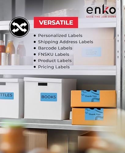 enKo 30256 6 Rolls | 1800 Cyan Direct Thermal Labels (2-5/16 x 4 in) - color: Cyan (Blue)
