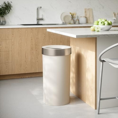Umbra Vento Kitchen Trash Can, Open Top Bin, 16.5 Gallon, Sand/Nickel - color: Sand/Nickel