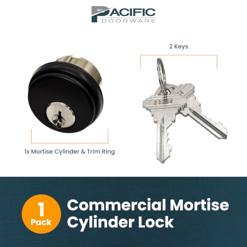 Pacific Doorware Door Lock Cylinder with Key - Mortise Thumbturn Bronze - color: Duronotic Bronze, size: 1 Pack, style: Keyed Cylinder