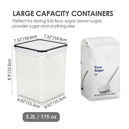 Vtopmart 5.2L Flour Sugar Storage Containers, 4 PCS, Black - color: Black, size: 5.2L