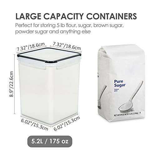 Vtopmart 5.2L Flour Sugar Storage Containers, 4 PCS, Black - color: Black, size: 5.2L