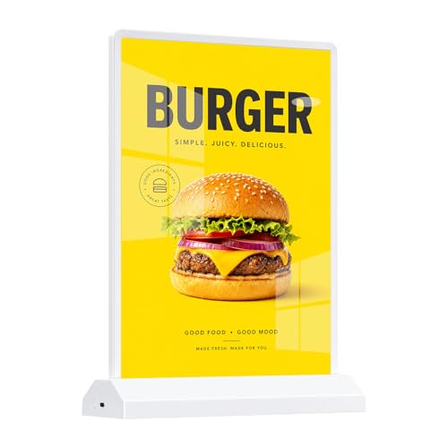 A4 LED Desktop Light Box, Adjustable Brightness USB Charging Backlit Menu Sign for Bar Restaurant Wedding