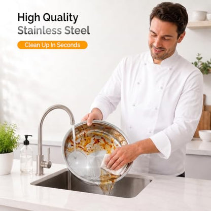 ROVSUN 5 Qt 6 Pack Chafing Dishes for Buffet, Stainless Steel Round Chafers for Catering, Buffet Servers and Warmers Set with Glass Lid & Lid Holder, Stackable Design for Wedding Party Event - size: 6 Pack