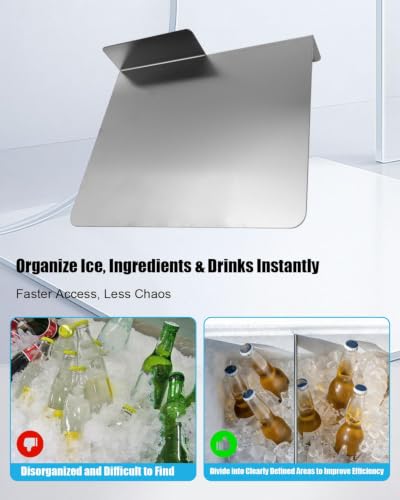 Stainless Steel Commercial Ice Bin Partition, Fridge Organizer Insert