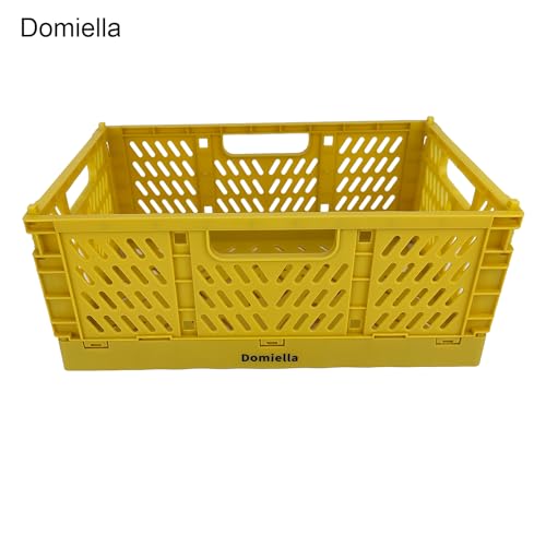 2 Pack Stackable Storage Crates, Plastic Foldable Baskets Small Golden - color: Golden Yellow, size: Small: 11.8" x 7.8" x 4.7"