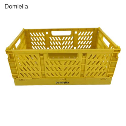 2 Pack Stackable Storage Crates, Plastic Foldable Baskets Small Golden - color: Golden Yellow, size: Small: 11.8" x 7.8" x 4.7"