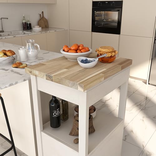 Howizz Acacia Butcher Block Shelf 12 x 24 x 1.5 Inches, Unfinished Solid Wood Countertop Shelf Board, Wooden Plank Board - color: Acacia - Finger Joint - Natural - Unfinished, size: 24"L x 12"W x 1.5"Th