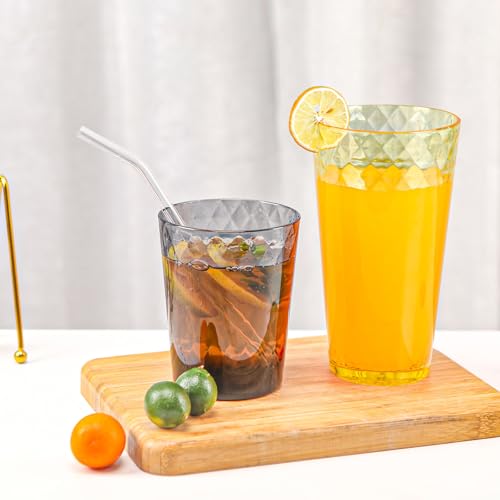 BPA-Free Plastic Tumblers 8 Pack (4x16oz+4×22oz) | Reusable Dishwasher Safe | Stackable Shatterproof Cups | Plastic Drinkware & Drinking Tumblers for Restaurant, Home, Party - color: Many Styles, size: 8-Pack