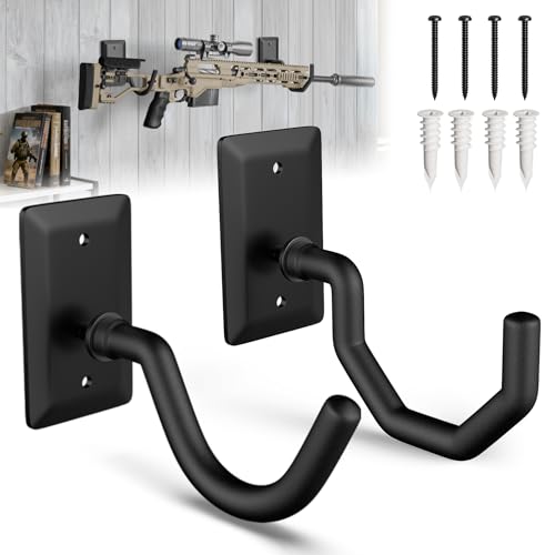 Horizontal Gun Wall Mount for Indoor Display - Yoke Design Rifle Wall Mounts, Heavy Duty Steel Shotgun Wall Holder, Adjustable Bow Wall Hanger, Wall Mount Gun Hooks with Protective Composite Padding - color: 1 Pair
