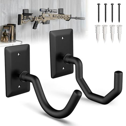 Horizontal Gun Wall Mount for Indoor Display - Yoke Design Rifle Wall Mounts, Heavy Duty Steel Shotgun Wall Holder, Adjustable Bow Wall Hanger, Wall Mount Gun Hooks with Protective Composite Padding - color: 1 Pair