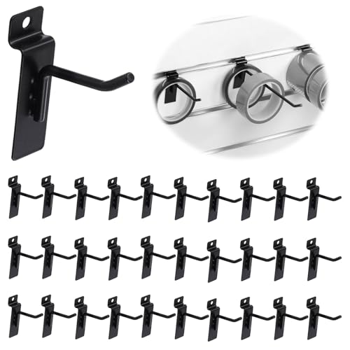 30Pcs 2 Inch/5CM Silver Slatwall Panel Hooks, Heavy Duty Slat Wall Hanging Display Hooks Pegboard Metal Hanger Hook for Gridwall Garage Shop Retail (Wire Diameter 5.6mm/ 0.22”) - color: Black, size: 2 Inch