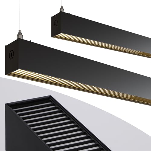 LEONLITE 2-Pack 4FT Linkable Anti Glare LED Linear Light, Louvered Lens