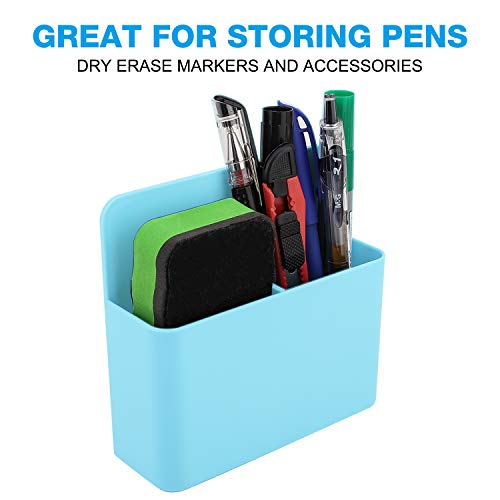MoKo Magnetic Dry Erase Marker Holder, Pen Pencil Holder Storage Organizer for Whiteboard, Refrigerator, Locker and Other Magnetic Surfaces, Blue - color: Blue-1 Pack