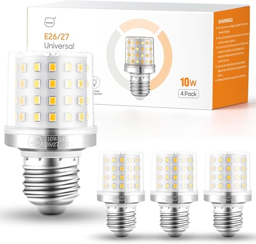 4Pack 900Lumen E26/E27 3 Way LED Bulb, 10W 3 Light Mode Dimmable - color: Silver