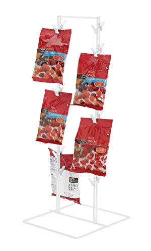 SSWBasics White Countertop Chip Rack Display Stand – 32 Clips (9" W x 10" D x 24" H) – Ready to Assemble, Double-Sided Spring Clip Rack for Chips, Candy & Accessories at Checkout