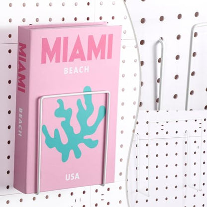 Blulu 4 Pcs White Pegboard Magazines Holder Literature Display Mail File Holder Books Wall Organizer Pegboard Shelf Hooks Accessories for Display Exhibitions Trade Show Shelf Office Kitchens - color: White
