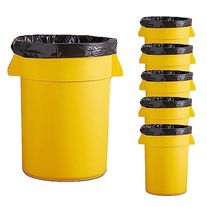 Set of 6 55 Gallon Round Commercial Trash Can, Industrial Recycling Bin, Durable Garbage Can, Ingredient Bin, Safe Food Container (Yellow) - color: Yellow