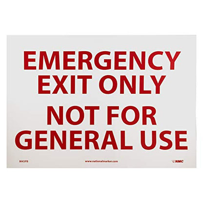 NMC M45PB EMERGENCY EXIT ONLY NOT FOR GENERAL USE Sign - style: Vinyl