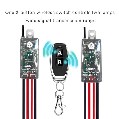 Mini Wireless Switch,5V/12V/24V/5A Relay 2 Way Remote Control Switch. - size: 2 Way 5V-24V 5A Mini Remote Switch