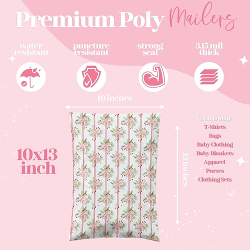 Pretty Package Store Poly Mailers 6x9, Christmas Bows, 100 Pack - color: Christmas Bows, size: 6x9
