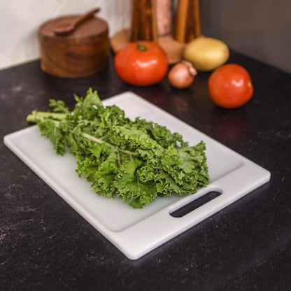 Dexas NSF Polysafe Cutting Board with Handle, 8.5 by 11 inches, White - size: 8.5"L x 11"W, style: Flat
