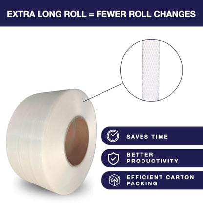 5Seconds 3/8 Inch Poly Strapping Roll, 13,123 Feet, Machine Grade 8x8 Core