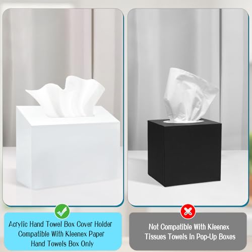 Acrylic Hand Towel Box Cover Holder for Kleenex, Disposable Paper Hand Towels Holder, Bottom Pull-Out & Wall-Mounted, Paper Towel Dispenser Suitable for Home, Office, Bathroom (Glossy White) - color: White