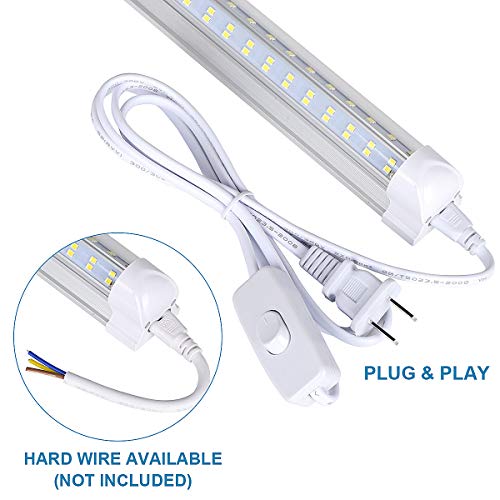 T8 LED Light Tube, 4FT 60W, 6500Lm, 6500K Cool White Clear Cover, 4FT Tube Light,Linkable Integrated Fixture,T8 LED Shop Light for Garage,Warehouse,25PCS - size: 4FT 25PCS Clear Cover