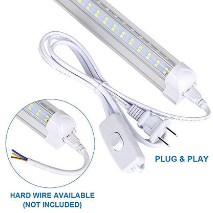 T8 LED Light Tube, 4FT 60W, 6500Lm, 6500K Cool White Clear Cover, 4FT Tube Light,Linkable Integrated Fixture,T8 LED Shop Light for Garage,Warehouse,25PCS - size: 4FT 25PCS Clear Cover