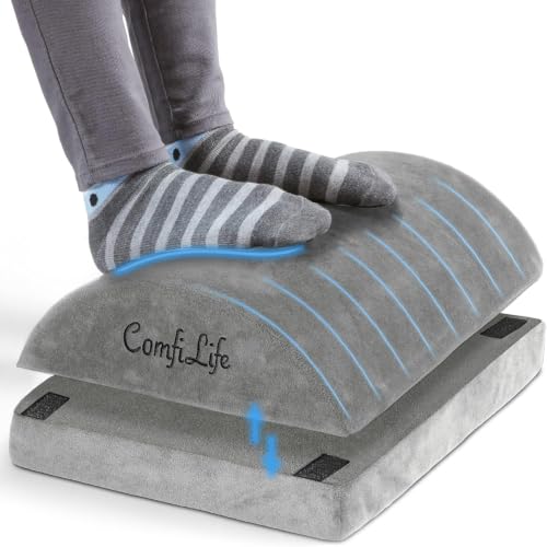 ComfiLife Foot Rest for Under Desk at Work – Adjustable Height Memory Foam Foot Stool for Under Desk, Office Chair & Gaming Chair – Ergonomic Footrest for Back & Hip Pain Relief (Gray) - color: Gray