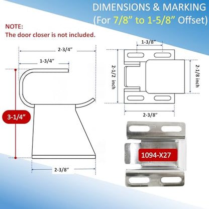 Awoco 1094-X27 Extra Wide Hook Only (7/8” to 1-5/8" Offset), Compatible with Kason 1094 and 1095 Door Closers by Kason - style: 7/8” to 1-5/8" Hook
