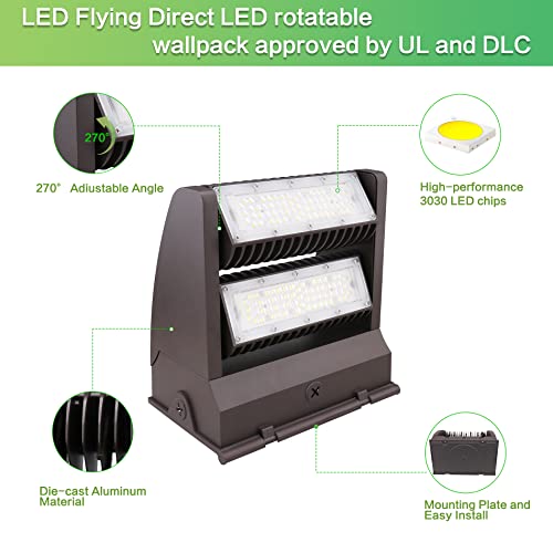 80W Rotatable LED Wall Pack Light, 10800LM 5000K, 100-277V, 0-10V Dimmable - color: 80W